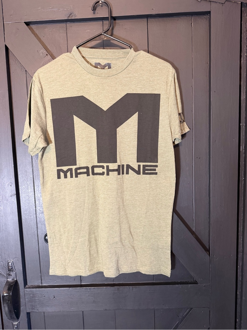 Machine Olive Graphic Crewneck Tee with Black Logo